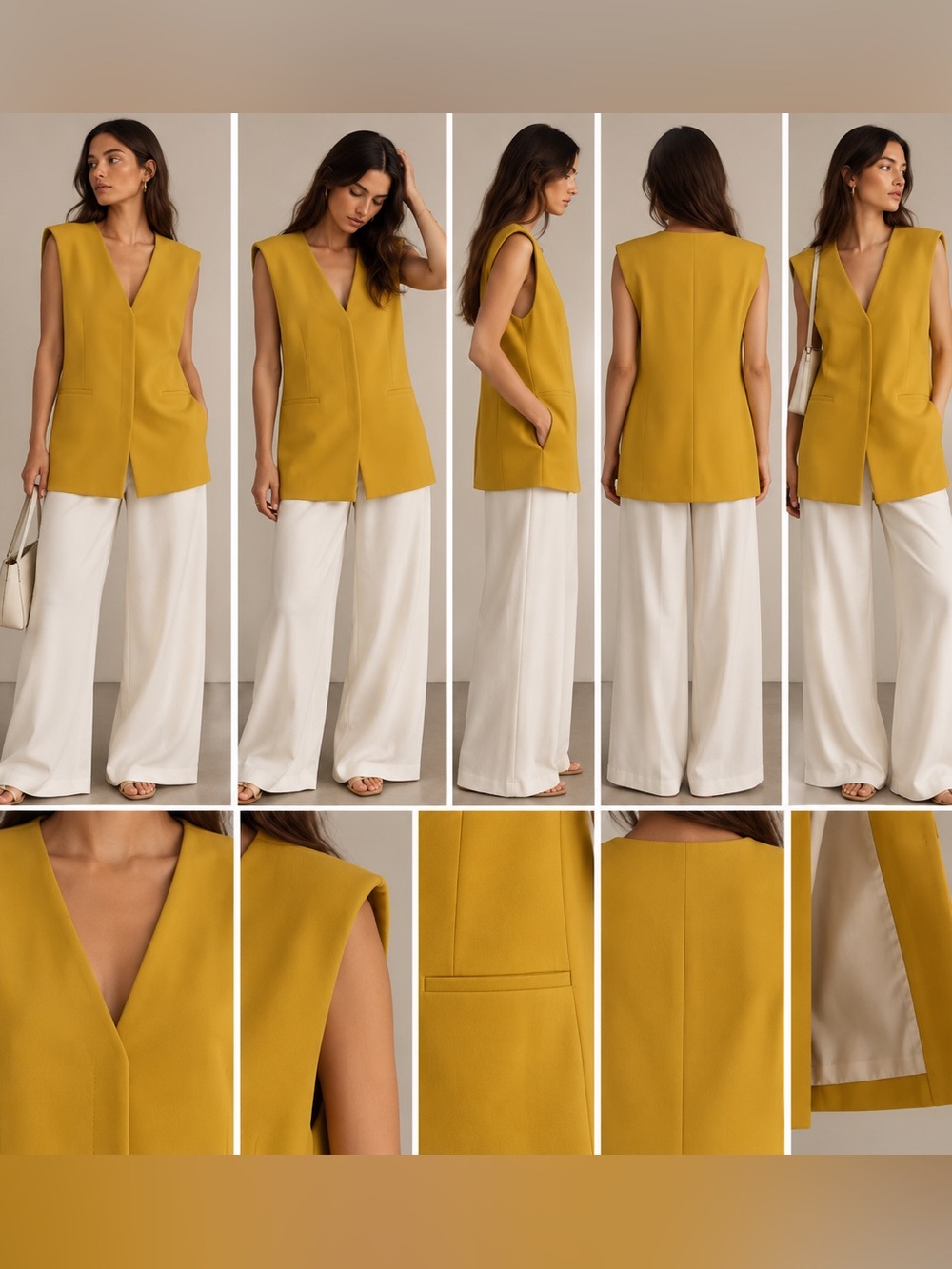 Yellow V-Neck Sleeveless Tunic